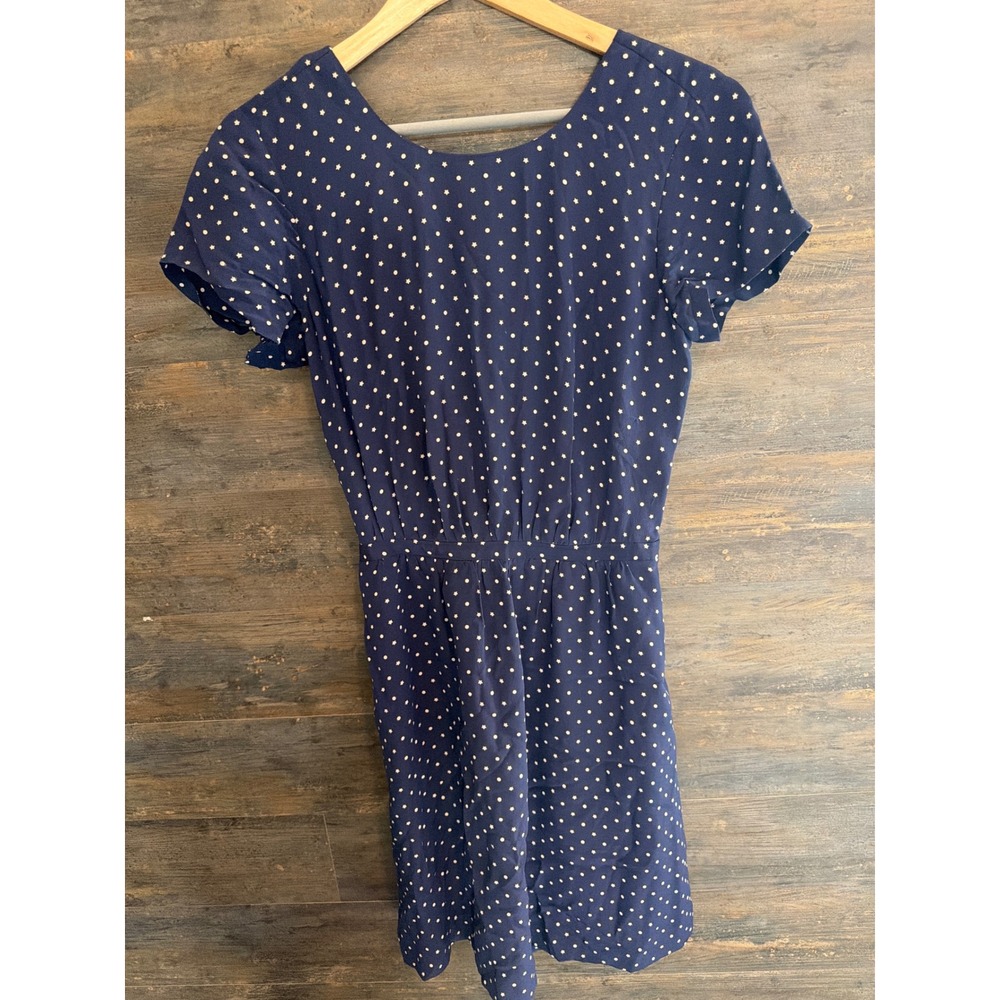 Madewell 100% Silk Star Polka Dot Celestial Wrap Romper Navy Blue Size 0 F0151